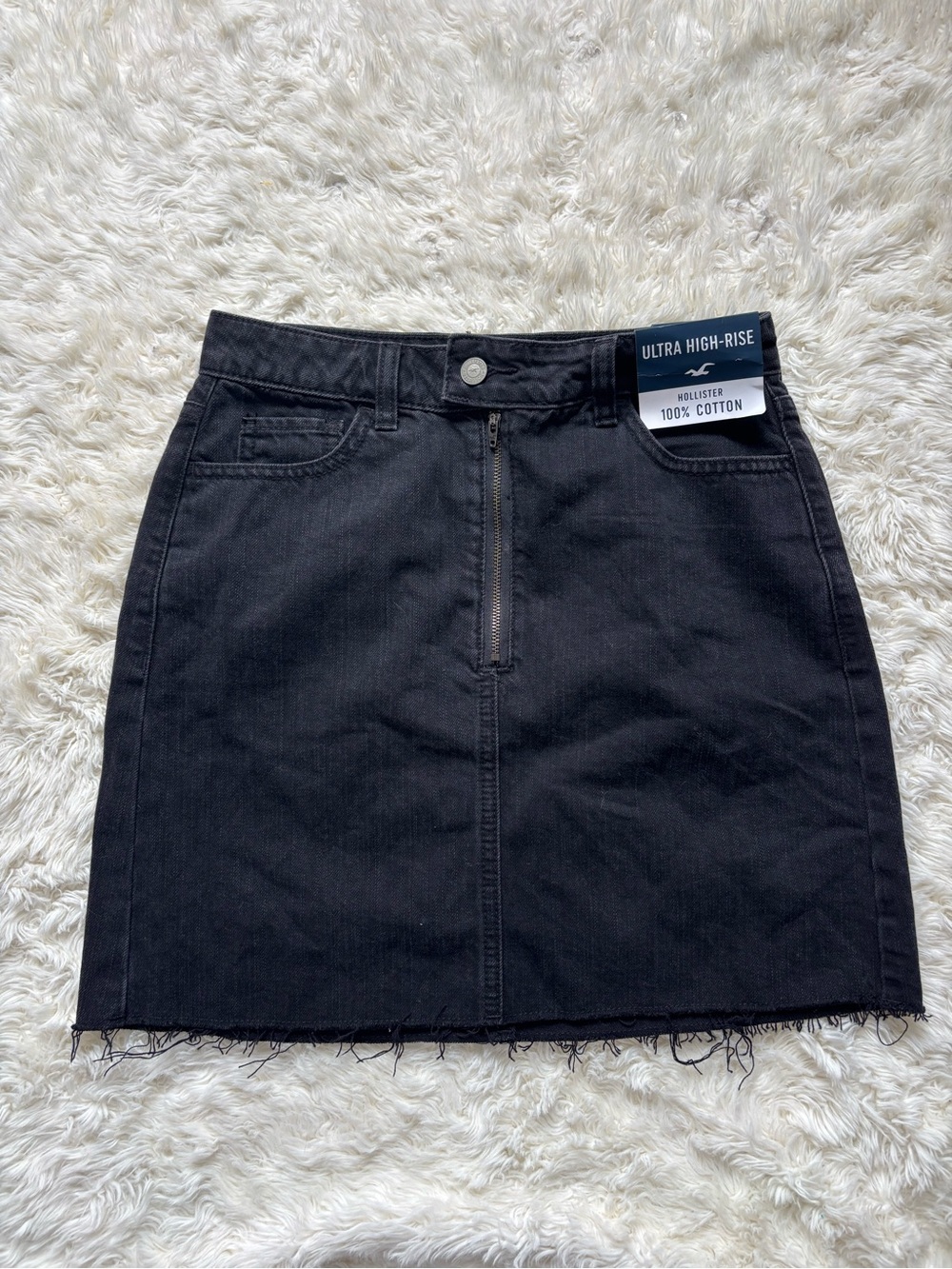 Hollister Black Ultra High-Rise Mini Skirt with Front Zip